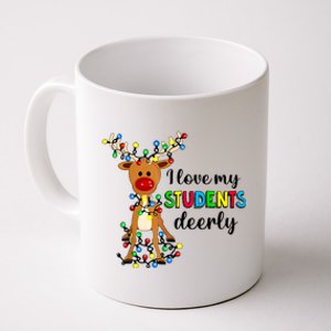 I Love My Students Deerly Funny Reindeer Christmas Teacher Gift Coffee Mug