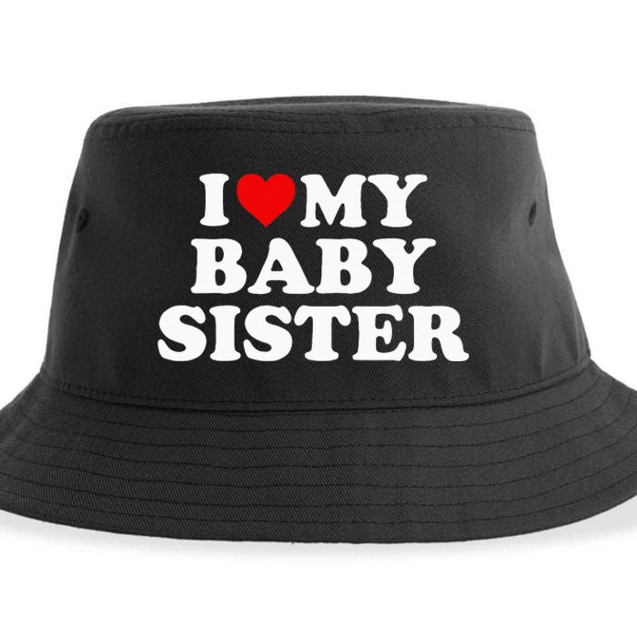 I Love My Baby Sister Red Heart Sustainable Bucket Hat