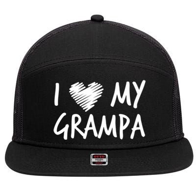 I Love My Grampa Valentines Outfit Matching Grandpa Family Gift 7 Panel Mesh Trucker Snapback Hat