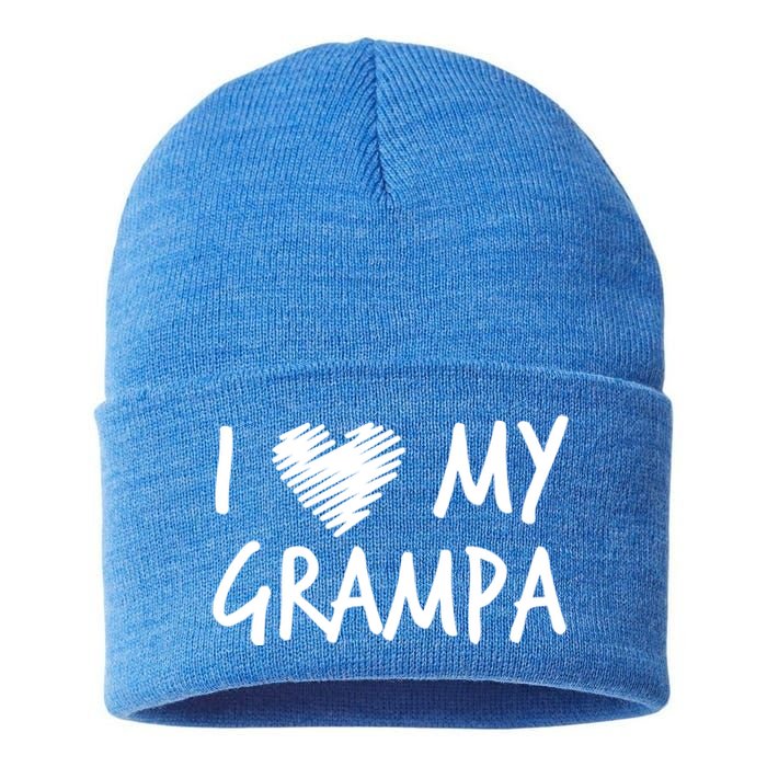 I Love My Grampa Valentines Outfit Matching Grandpa Family Gift Sustainable Knit Beanie