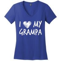 I Love My Grampa Valentines Outfit Matching Grandpa Family Gift Women's V-Neck T-Shirt