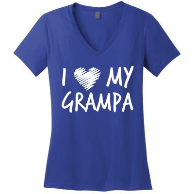 I Love My Grampa Valentines Outfit Matching Grandpa Family Gift Women's V-Neck T-Shirt