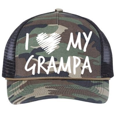 I Love My Grampa Valentines Outfit Matching Grandpa Family Gift Retro Rope Trucker Hat Cap