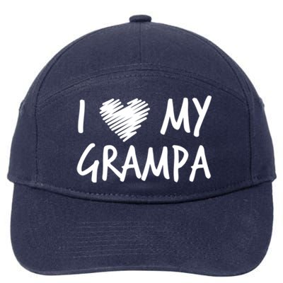 I Love My Grampa Valentines Outfit Matching Grandpa Family Gift 7-Panel Snapback Hat