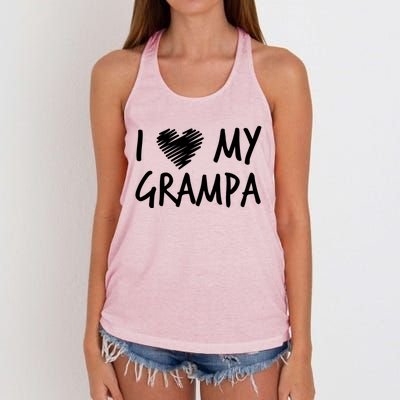 I Love My Grampa Valentines Outfit Matching Grandpa Family Gift Women's Knotted Racerback Tank