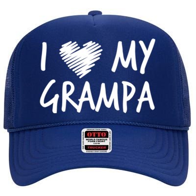 I Love My Grampa Valentines Outfit Matching Grandpa Family Gift High Crown Mesh Back Trucker Hat