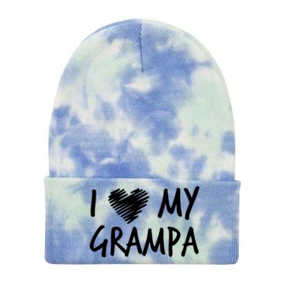 I Love My Grampa Valentines Outfit Matching Grandpa Family Gift Tie Dye 12in Knit Beanie