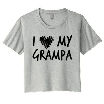 I Love My Grampa Valentines Outfit Matching Grandpa Family Gift Women's Crop Top Tee