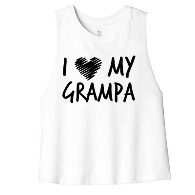 I Love My Grampa Valentines Outfit Matching Grandpa Family Gift Women's Racerback Cropped Tank