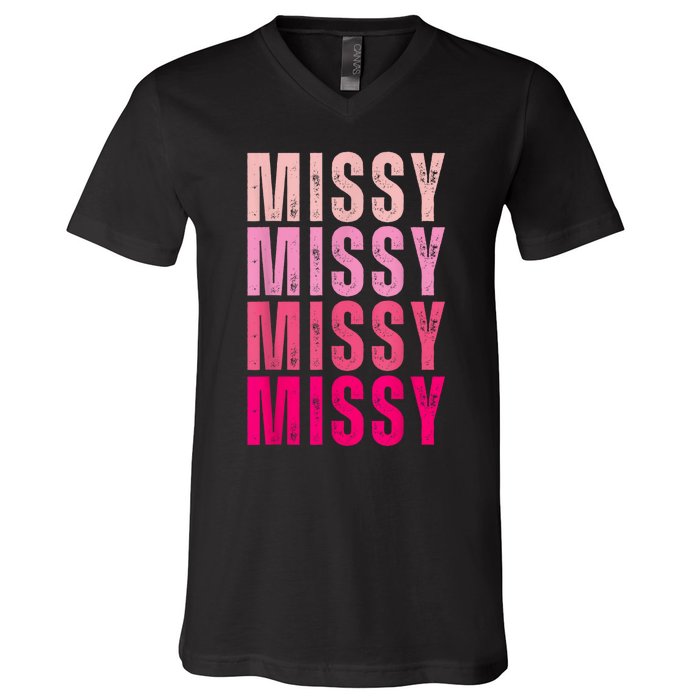 I Love Missy First Name Missy Vintage V-Neck T-Shirt