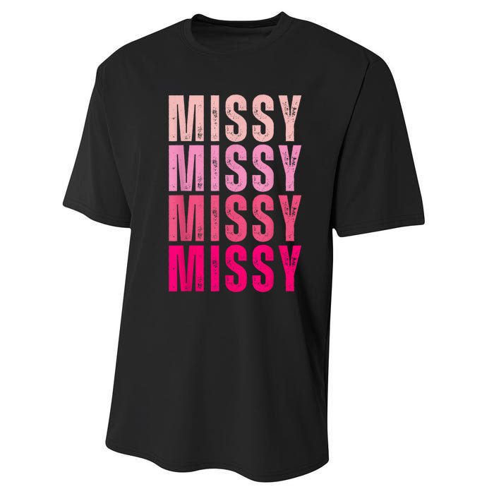 I Love Missy First Name Missy Vintage Performance Sprint T-Shirt