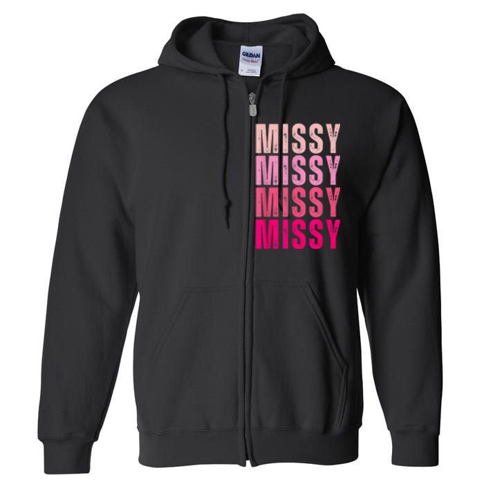 I Love Missy First Name Missy Vintage Full Zip Hoodie