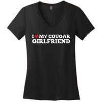 I Love My Cougar Girlfriend Funny Birthday Anniversary Women's V-Neck T-Shirt