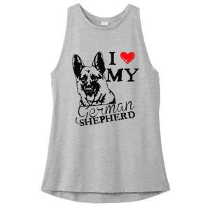 I Love My German Shepherd German Shepherd Pet Dog T Ladies PosiCharge Tri-Blend Wicking Tank