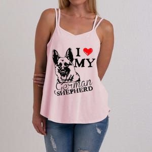 I Love My German Shepherd German Shepherd Pet Dog T Women's Strappy Tank