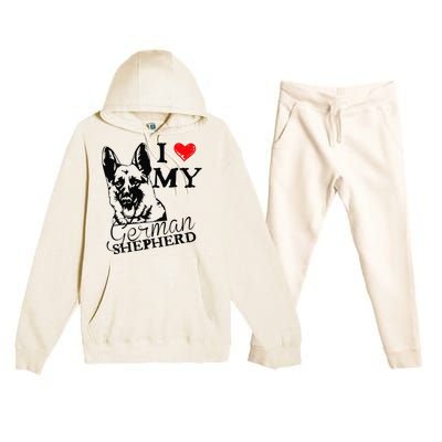 I Love My German Shepherd German Shepherd Pet Dog T Premium Hooded Sweatsuit Set