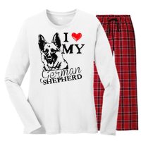 I Love My German Shepherd German Shepherd Pet Dog T Women's Long Sleeve Flannel Pajama Set 