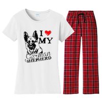 I Love My German Shepherd German Shepherd Pet Dog T Women's Flannel Pajama Set