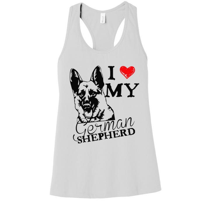 I Love My German Shepherd German Shepherd Pet Dog T Women's Racerback Tank