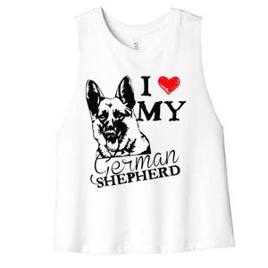 I Love My German Shepherd German Shepherd Pet Dog T Women's Racerback Cropped Tank