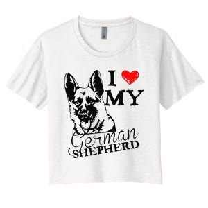 I Love My German Shepherd German Shepherd Pet Dog T Women's Crop Top Tee