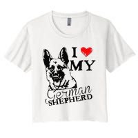 I Love My German Shepherd German Shepherd Pet Dog T Women's Crop Top Tee