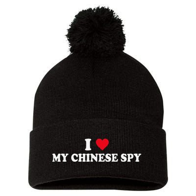 I Love My Chinese Spy China Flag My Chinese Spy Meme Funny Pom Pom 12in Knit Beanie