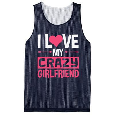 I Love My Crazy Girlfriend Couples Valentine's Day Mesh Reversible Basketball Jersey Tank