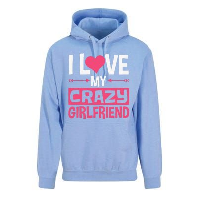 I Love My Crazy Girlfriend Couples Valentine's Day Unisex Surf Hoodie