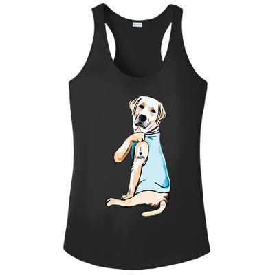 I Love Mom Funny Labrador Tattooed Ladies PosiCharge Competitor Racerback Tank