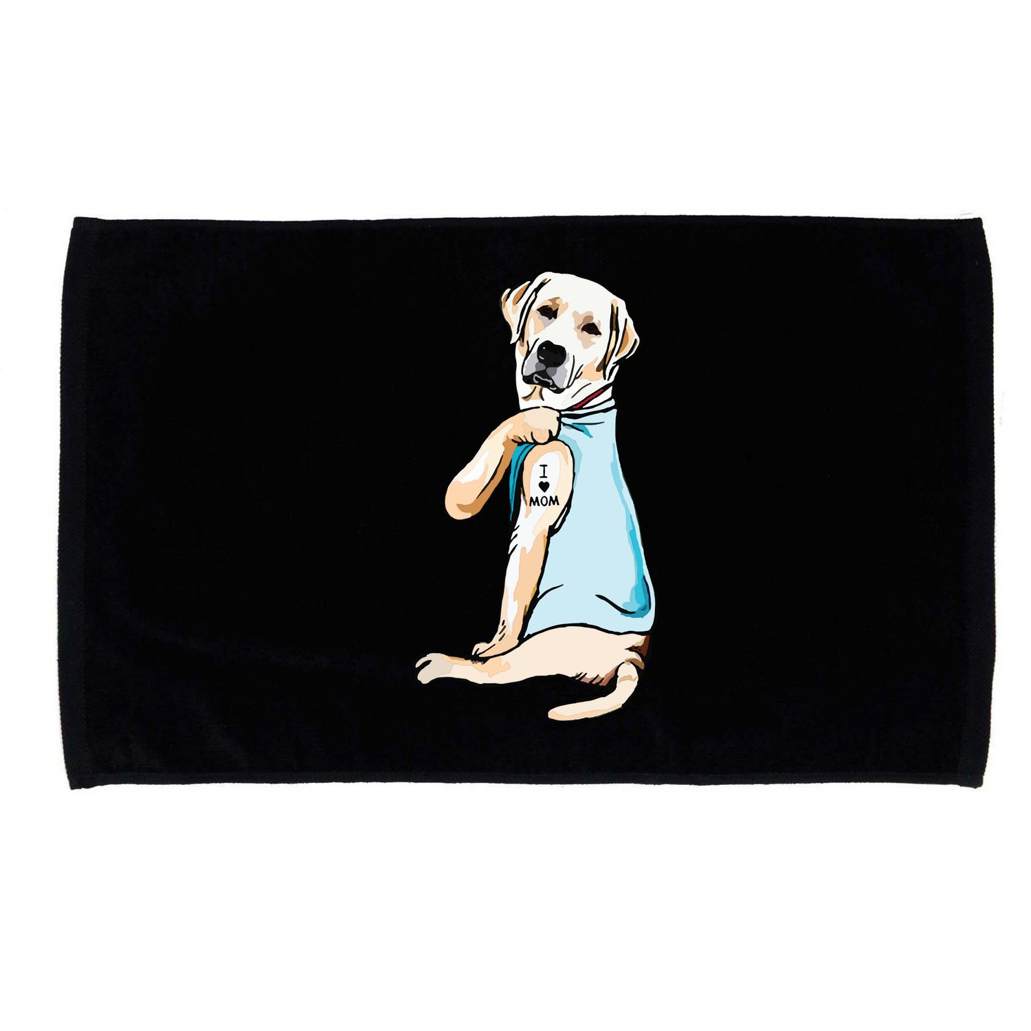 I Love Mom Funny Labrador Tattooed Microfiber Hand Towel