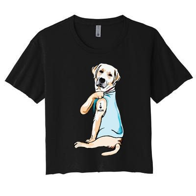 I Love Mom Funny Labrador Tattooed Crop Top
