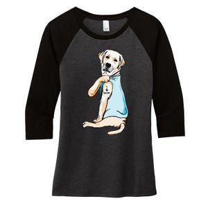 I Love Mom Funny Labrador Tattooed Women's Tri-Blend 3/4-Sleeve Raglan Shirt