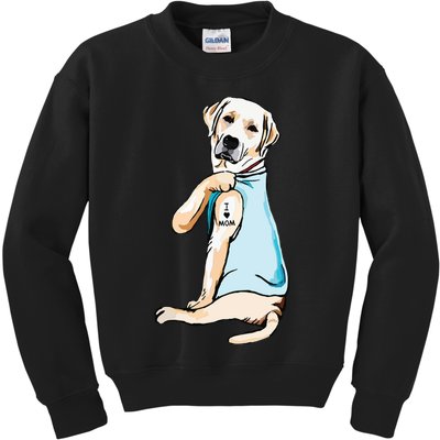 I Love Mom Funny Labrador Tattooed Kids Sweatshirt