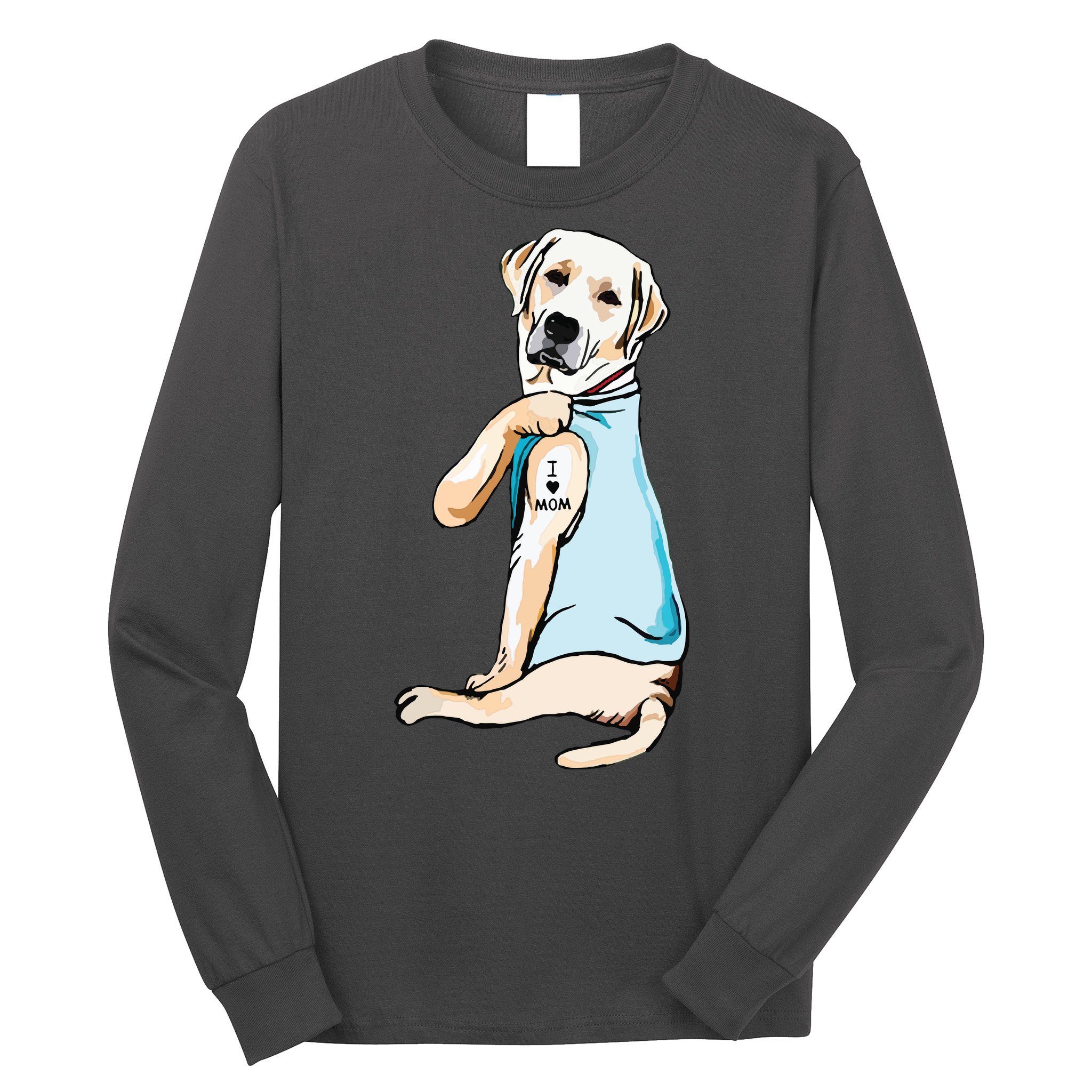 I Love Mom Funny Labrador Tattooed Long Sleeve Shirt