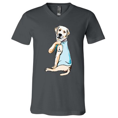 I Love Mom Funny Labrador Tattooed V-Neck T-Shirt