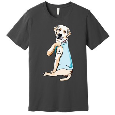 I Love Mom Funny Labrador Tattooed Premium T-Shirt