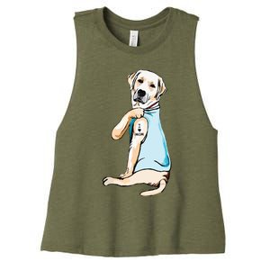 I Love Mom Funny Labrador Tattooed Women's Racerback Cropped Tank