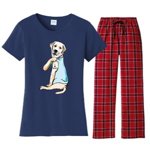 I Love Mom Funny Labrador Tattooed Women's Flannel Pajama Set