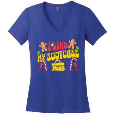 I Like My Suitcase Funny Sootcase Viral Women's V-Neck T-Shirt