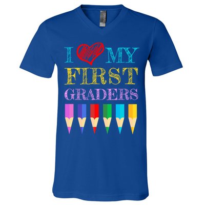 I Love My First Graders Cute Cool Gift For 1St Grade Teacher Gift V-Neck T-Shirt