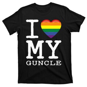 I Love My Guncle Gay Homosexual Rainbow Heart Uncle Nephew T-Shirt