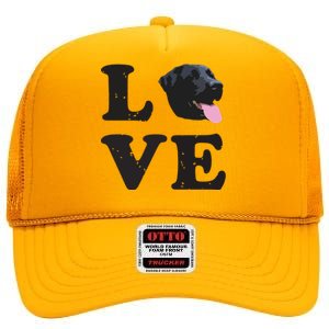 I Love My Black Lab Labrador Retriever Dog Tee High Crown Mesh Back Trucker Hat