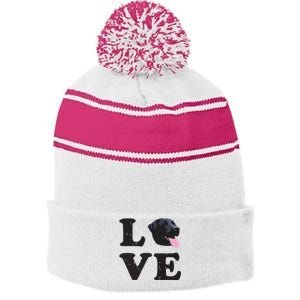 I Love My Black Lab Labrador Retriever Dog Tee Stripe Pom Pom Beanie