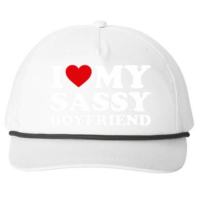 I Love My Sassy Boyfriend I Heart My Sassy Boyfriend Snapback Five-Panel Rope Hat