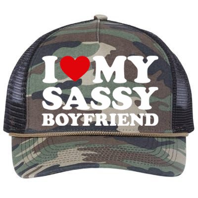 I Love My Sassy Boyfriend I Heart My Sassy Boyfriend Retro Rope Trucker Hat Cap