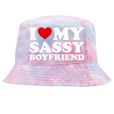 I Love My Sassy Boyfriend I Heart My Sassy Boyfriend Tie-Dyed Bucket Hat