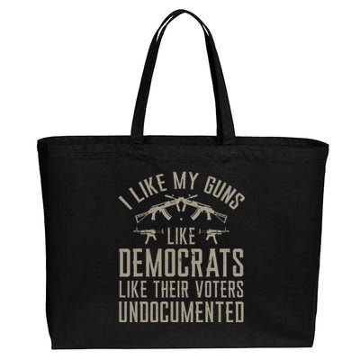 I Like My Guns Like Democrats Like Their Voters Undocumented Cotton Canvas Jumbo Tote