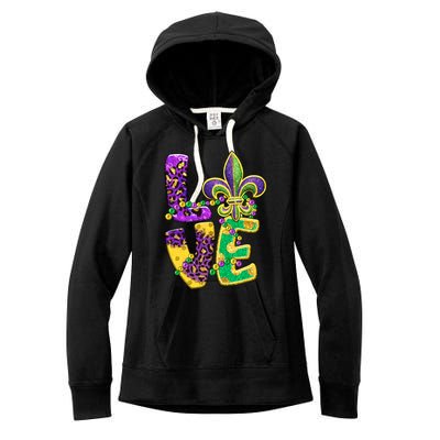 I Love Mardi Gras For Matching Family Fleur De Lis Women's Fleece Hoodie