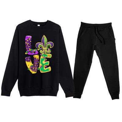 I Love Mardi Gras For Matching Family Fleur De Lis Premium Crewneck Sweatsuit Set